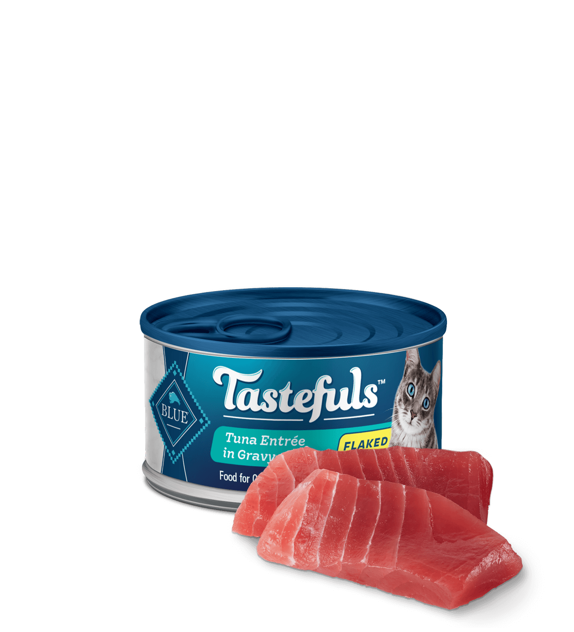 can of Tastefuls Tuna Flake Adult wet cat food with ingredient