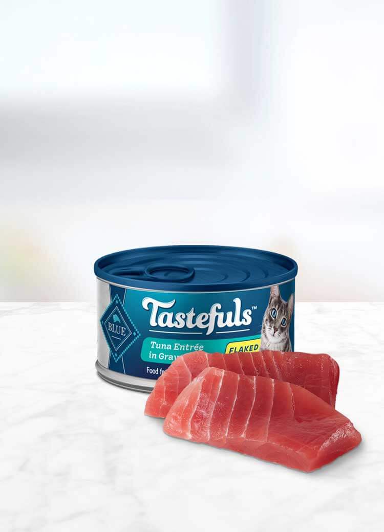 can of Tastefuls Tuna Flake Adult wet cat food with ingredient