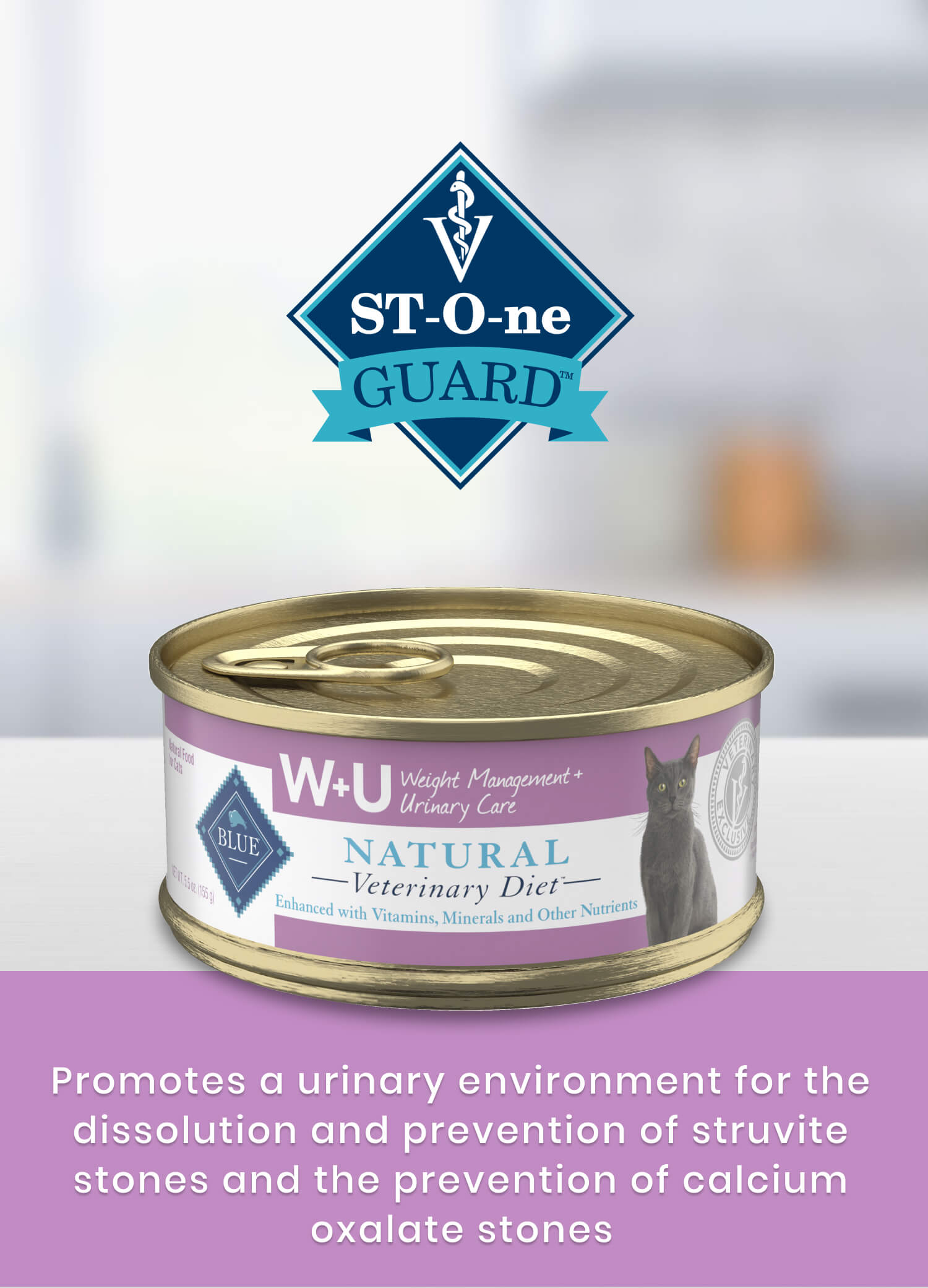 W+U Weight Management + Urinary Care St-O-ne Guard  Promotes a urinary environment for the dissolution and prevention of struvite stones and the prevention of calcium oxalate stones