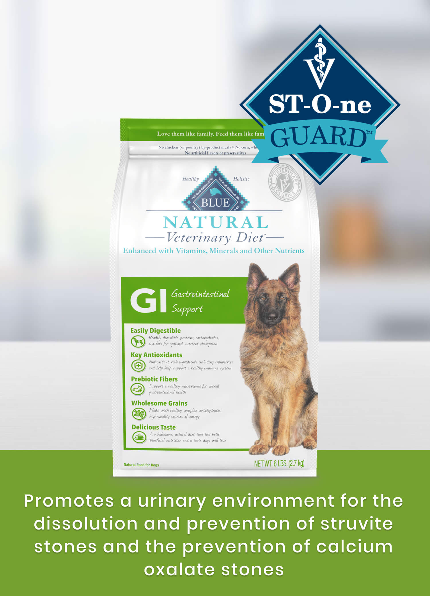 GI Gastrointestinal Support St-O-ne Guard Promotes a urinary environment for the dissolution and prevention of struvite stones and prevention of calcium oxalate stones