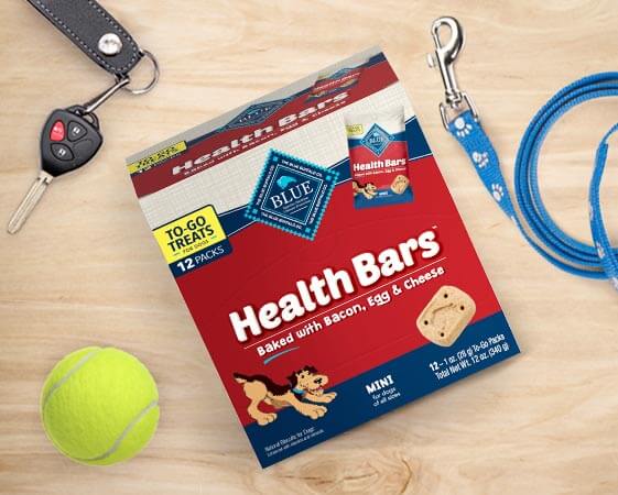 BLUE Health Bars Dog Treats Baked with Bacon Egg Cheese