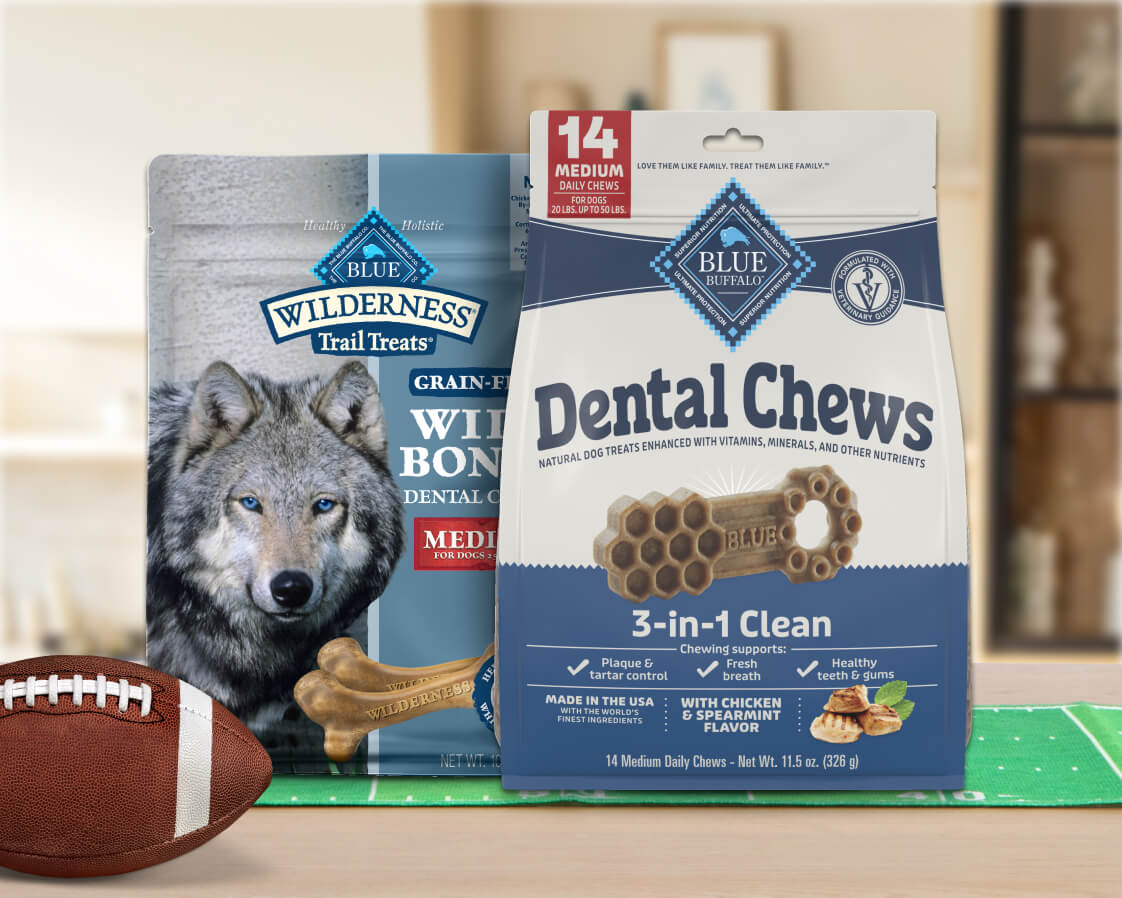Blue Buffalo dental chews and trail treats