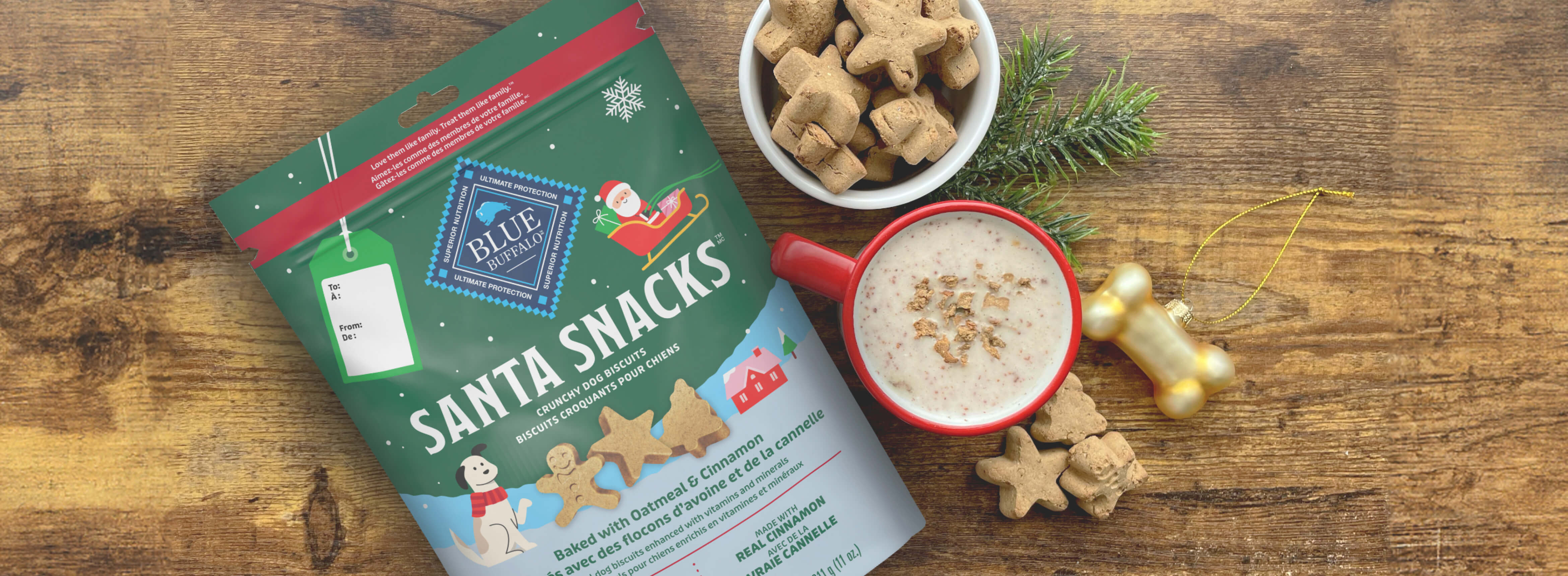 Blue Buffalo Santa Snacks dog biscuits, holiday treats, Christmas dog food
