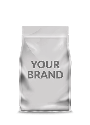 A blank silver coffee bag with "Your Brand" printed on the front in gray text.