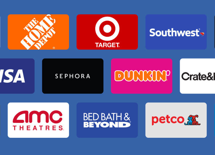 Redeem gift cards from hundreds of brands