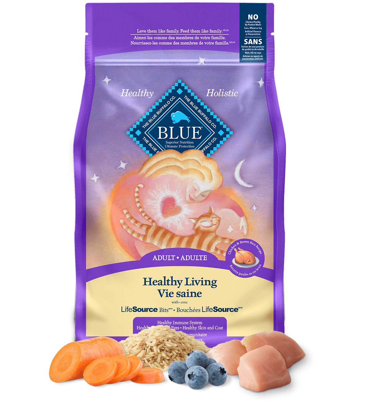 blue healthy living adult chicken & brown rice recipe cat dry food
