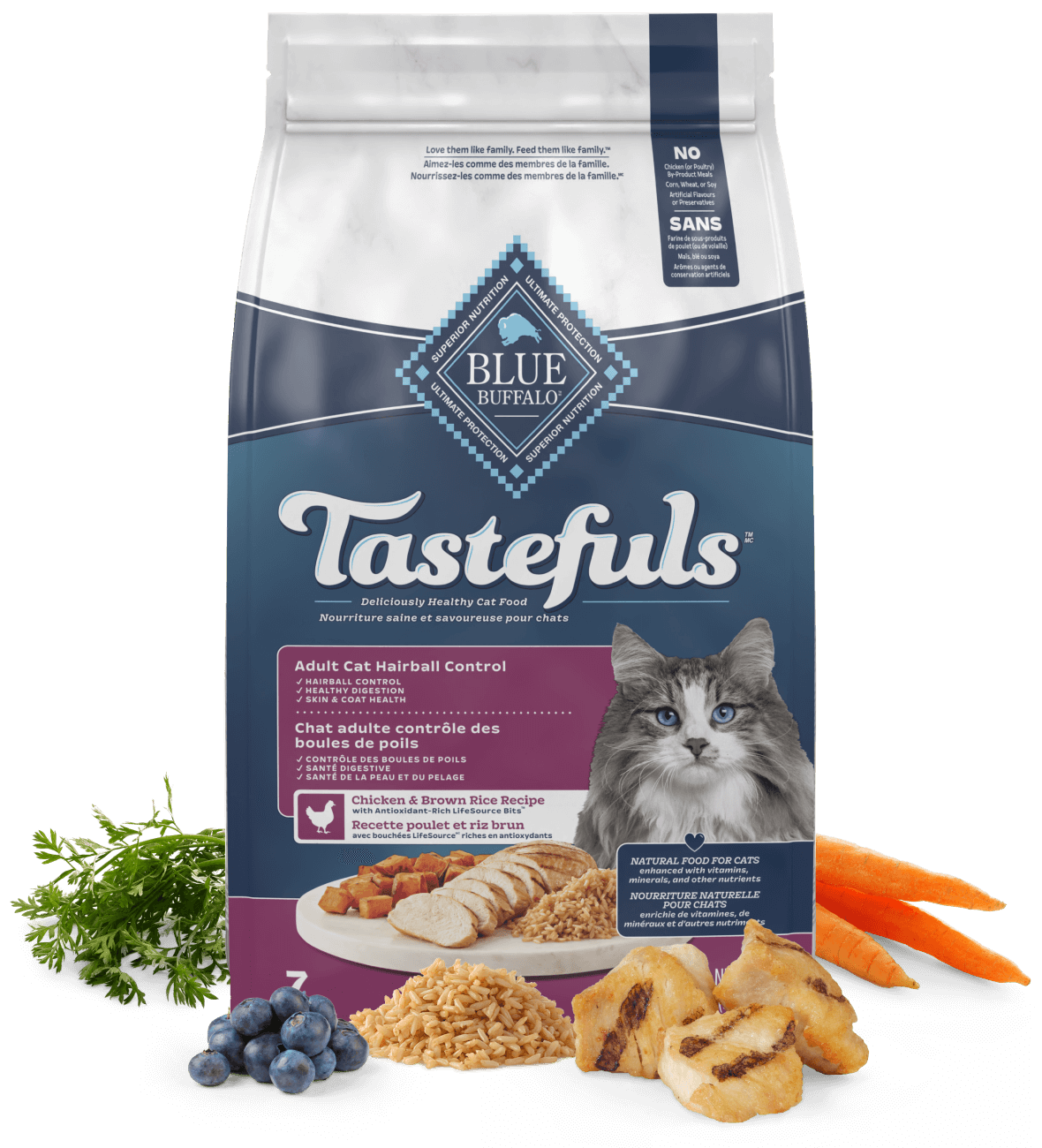 BLUE Tastefuls Adult Dry Cat Food Chicken Rice Hairball Control