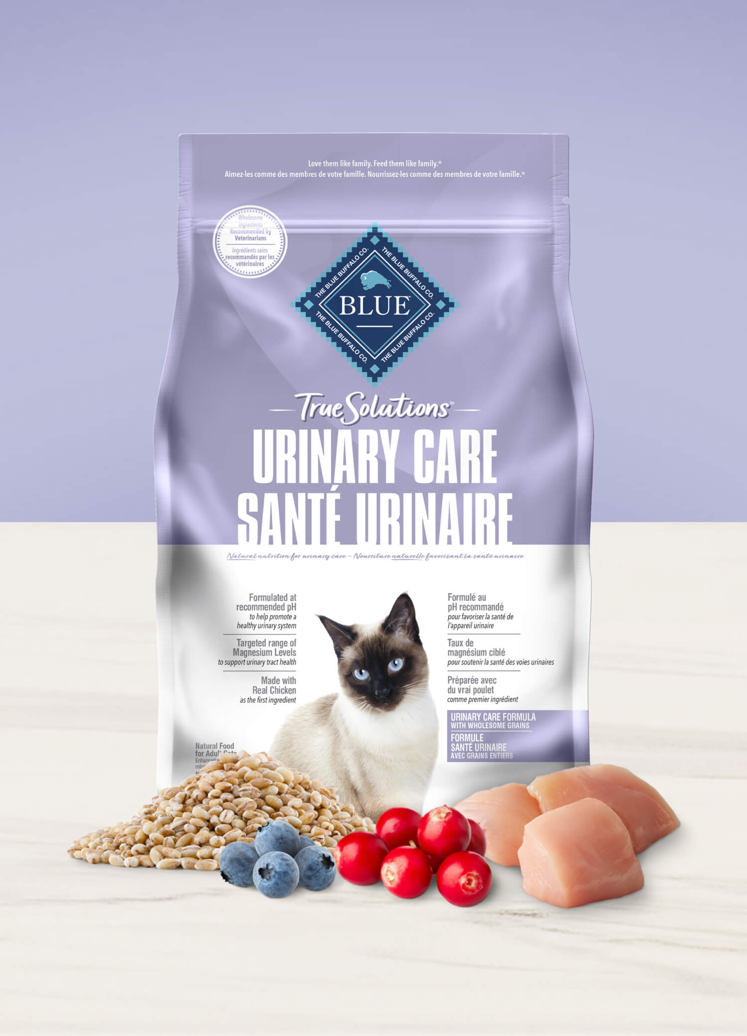 A bag of Blue True Solutions Adult Cat dry food Urinary Care Formula