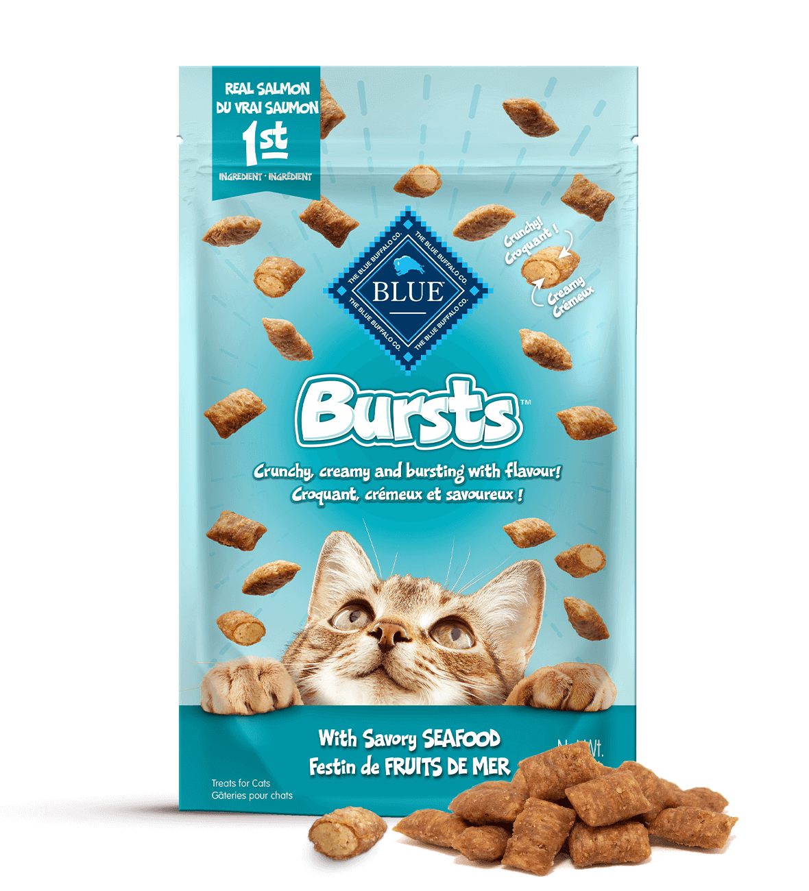 BLUE Bursts Crunchy Creamy Cat Treats Savory Seafood