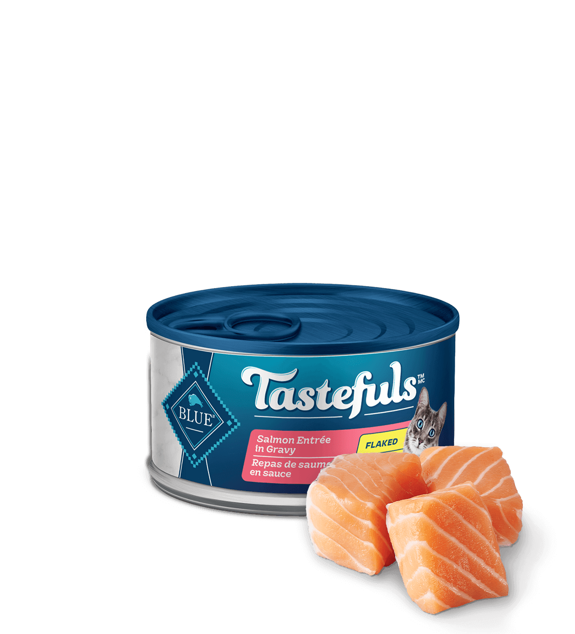 blue tastefuls saumon émietté pour chats adultes chat nourriture humide