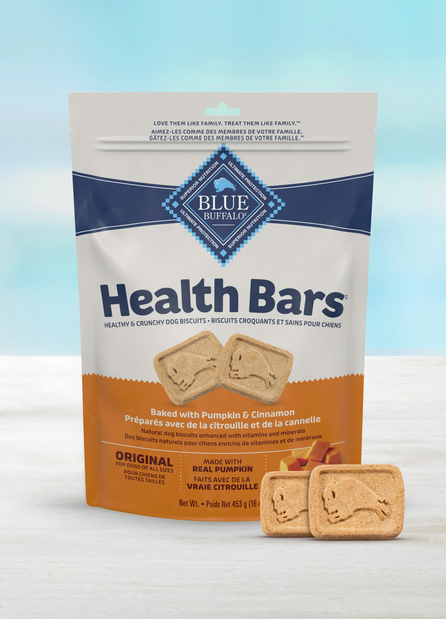 BLUE Health Bars with Pumpkin Cinnamon Dog Biscuits