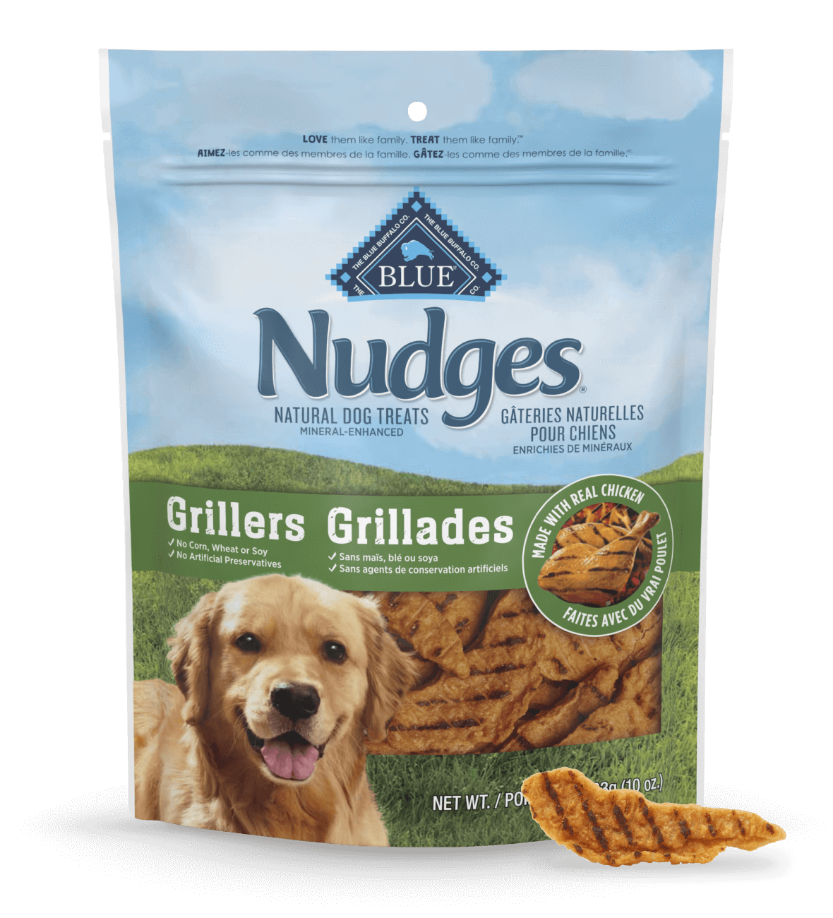 blue nudges ® deliciously charred real chicken grillers dog treats