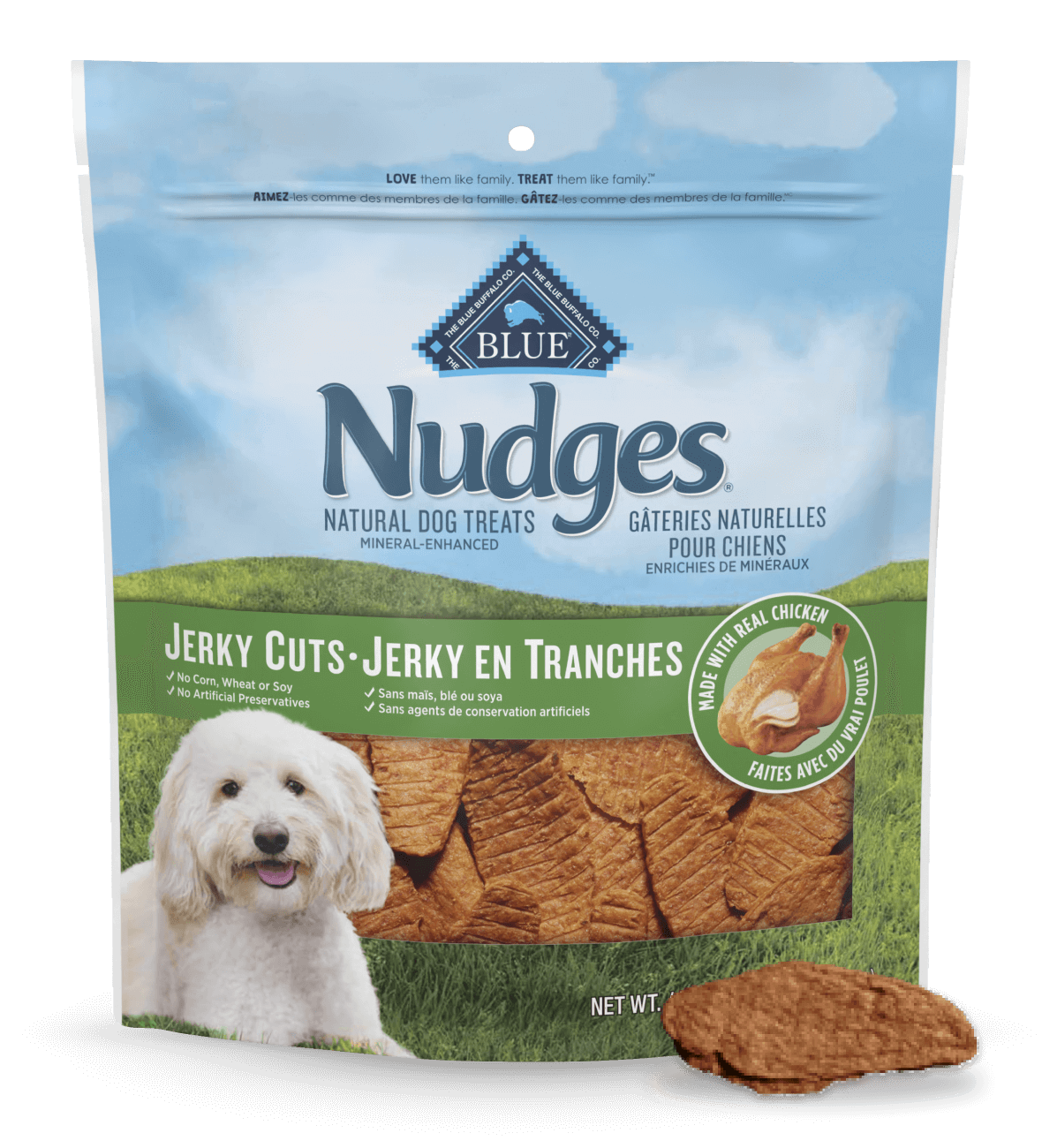 blue nudges ® protein-packed chicken jerky cuts dog treats