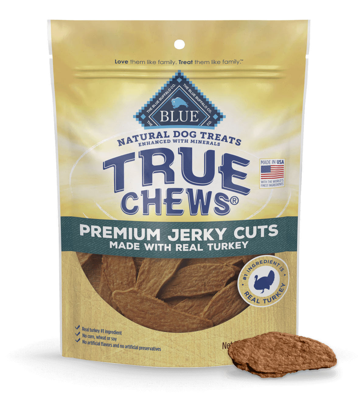 blue true chews ® meaty premium turkey jerky cuts dog treats