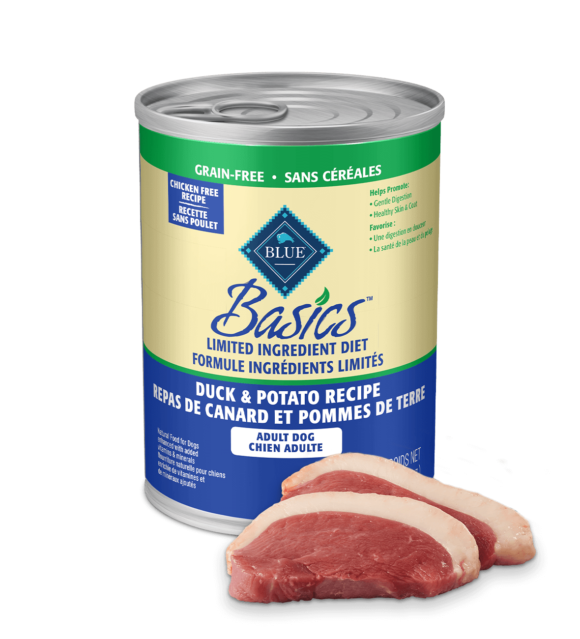 blue basics grain-free adult duck & potato recipe dog wet food