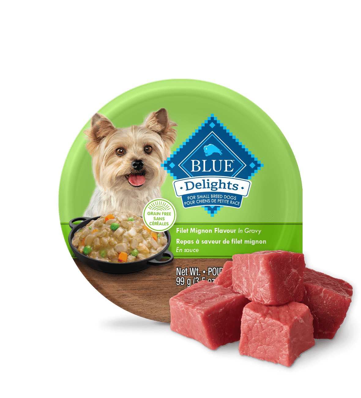 blue delights filet mignon flavour in hearty gravy dog wet food