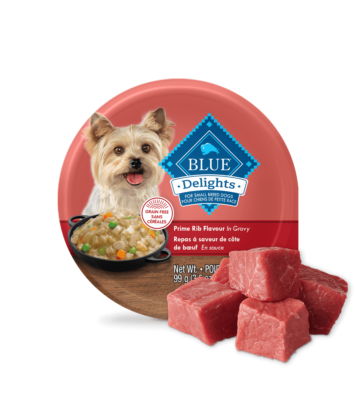 blue delights prime rib flavour in hearty gravy dog wet food