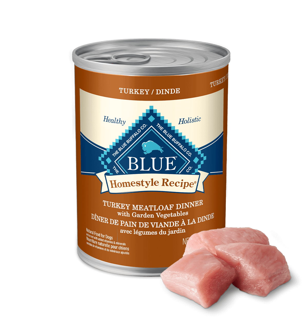 blue homestyle recipe pain de viande à la dinde avec légumes du jardin chien nourriture humide