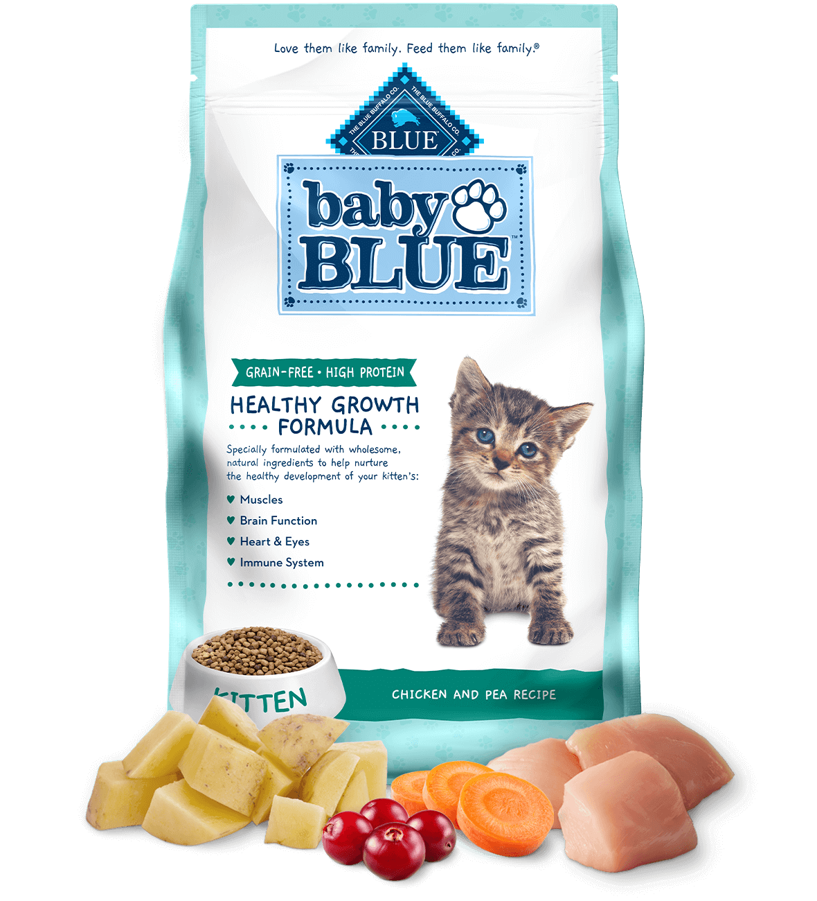 baby blue kitten high-protein, grain-free chicken formula cat dry food