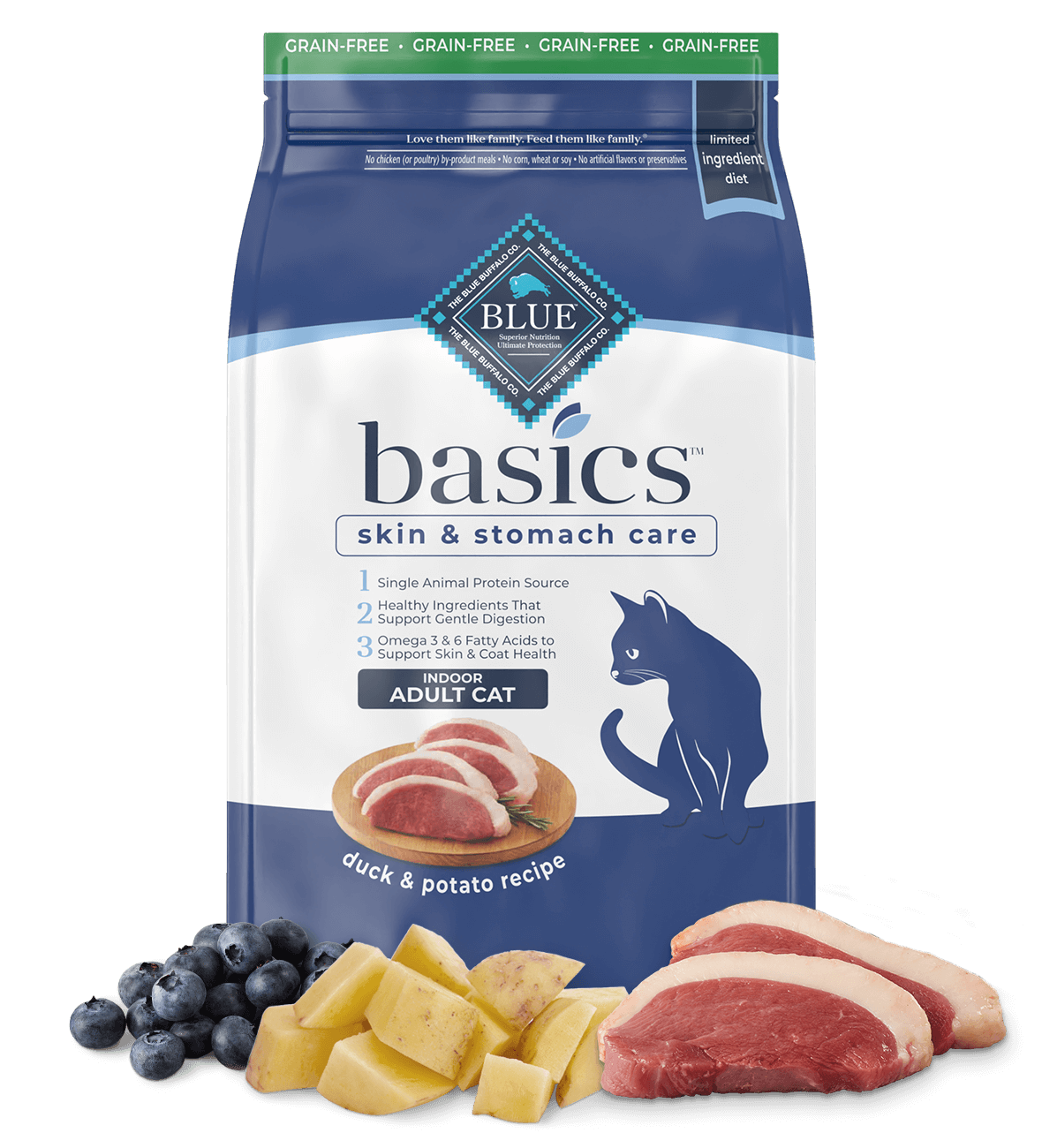 Blue buffalo basics fish 2025 and potato cat food