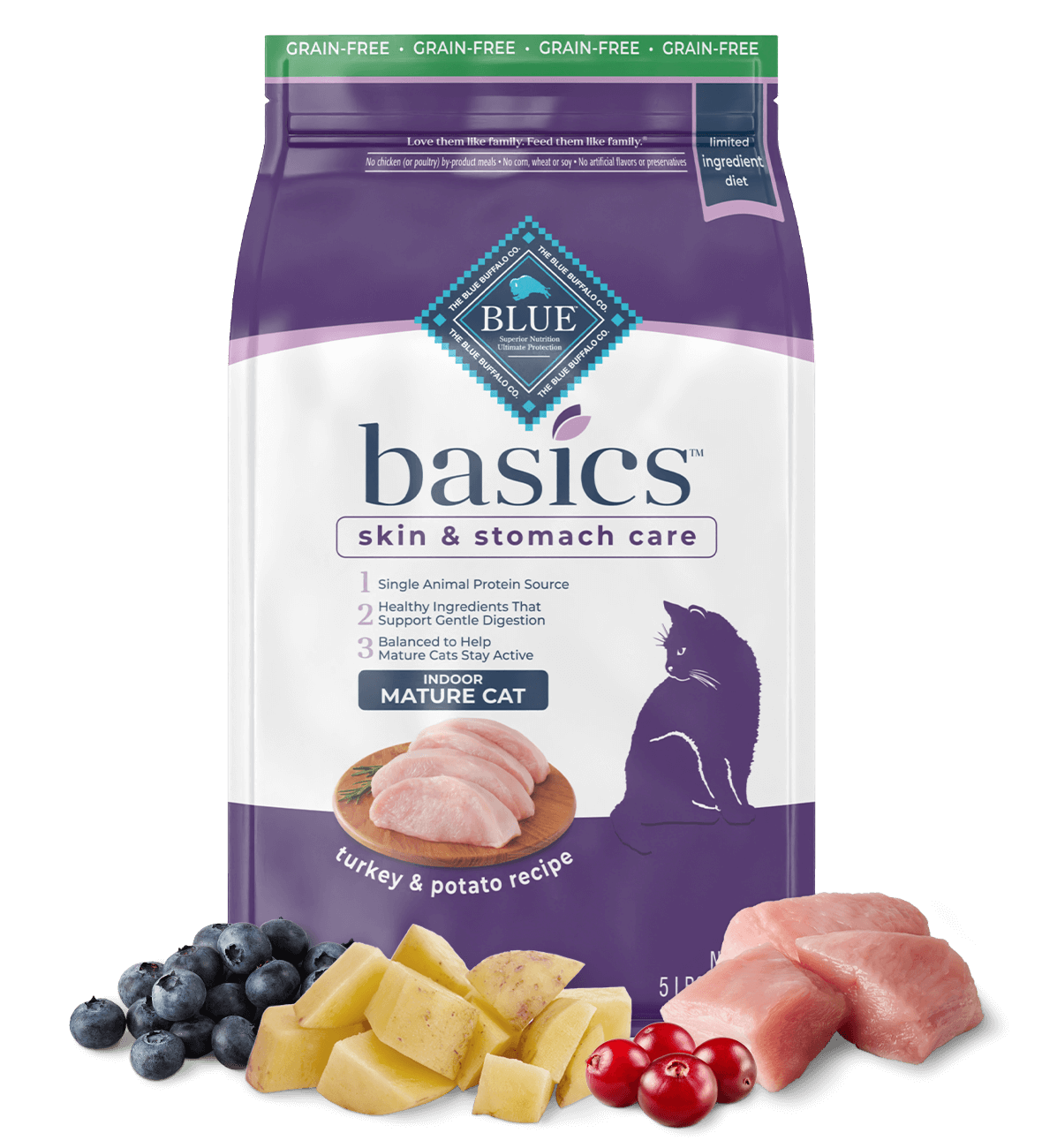 BLUE Basics Dry Cat Food Grain Free Turkey and Potato Recipe