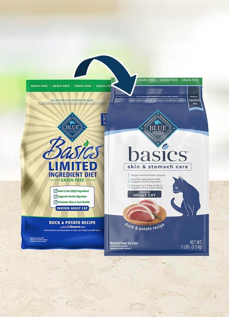 BLUE Basics Dry Cat Food Grain Free Duck Potato Recipe