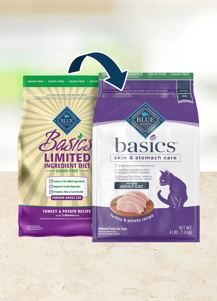 BLUE Basics Dry Cat Food Grain Free Indoor Turkey Potato Recipe