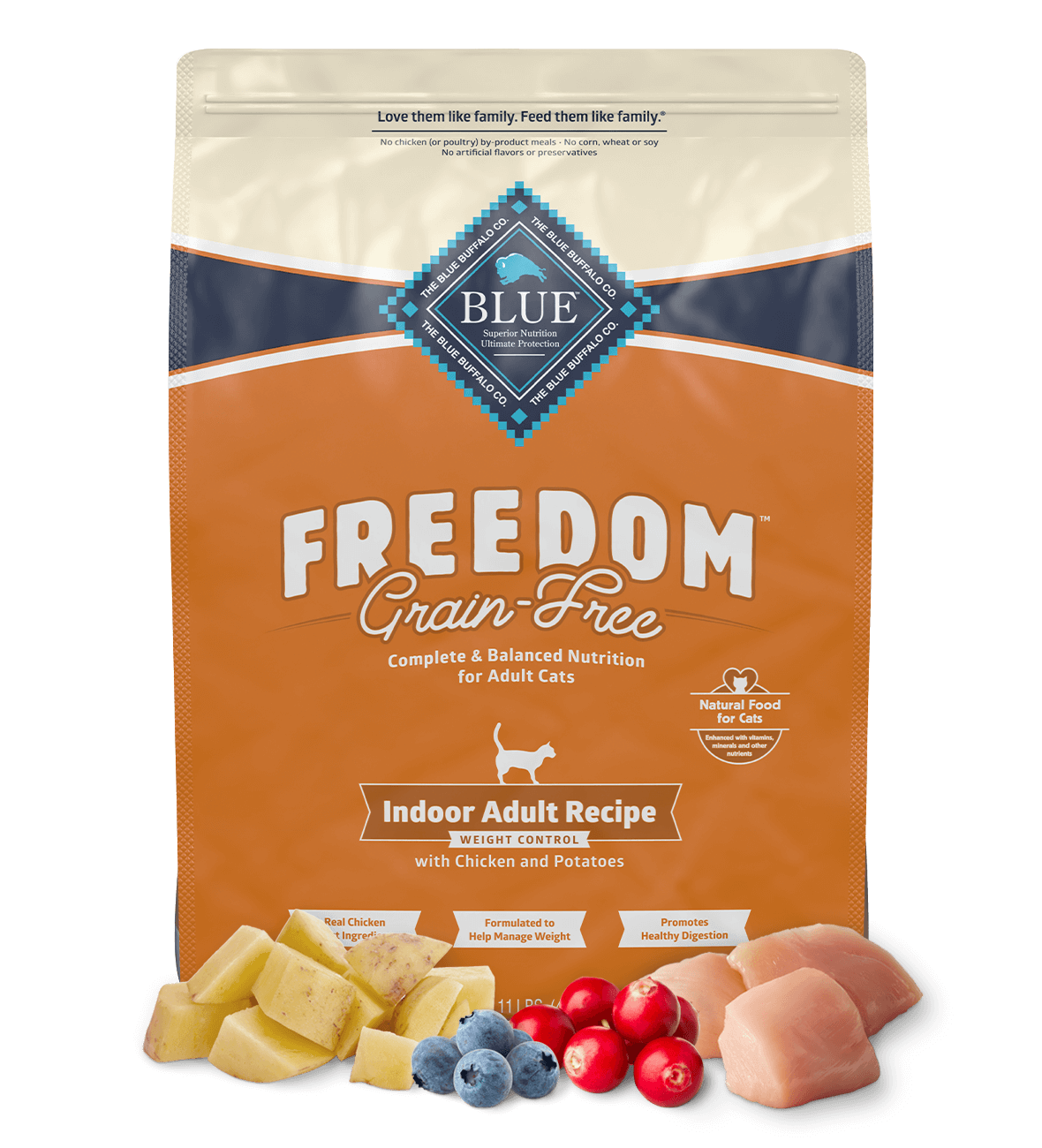 blue freedom grain-free indoor weight control chicken recipe cat dry food