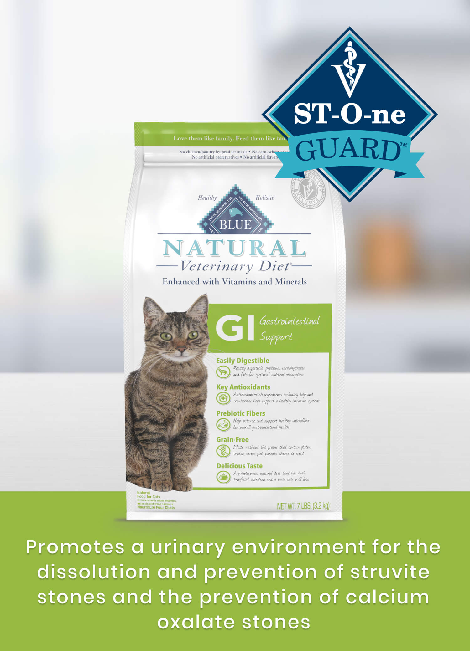 GI Gastrointestinal Support St-O-ne Guard Promotes a urinary environment for the dissolution and prevention of struvite stones and the prevention of calcium oxalate stones