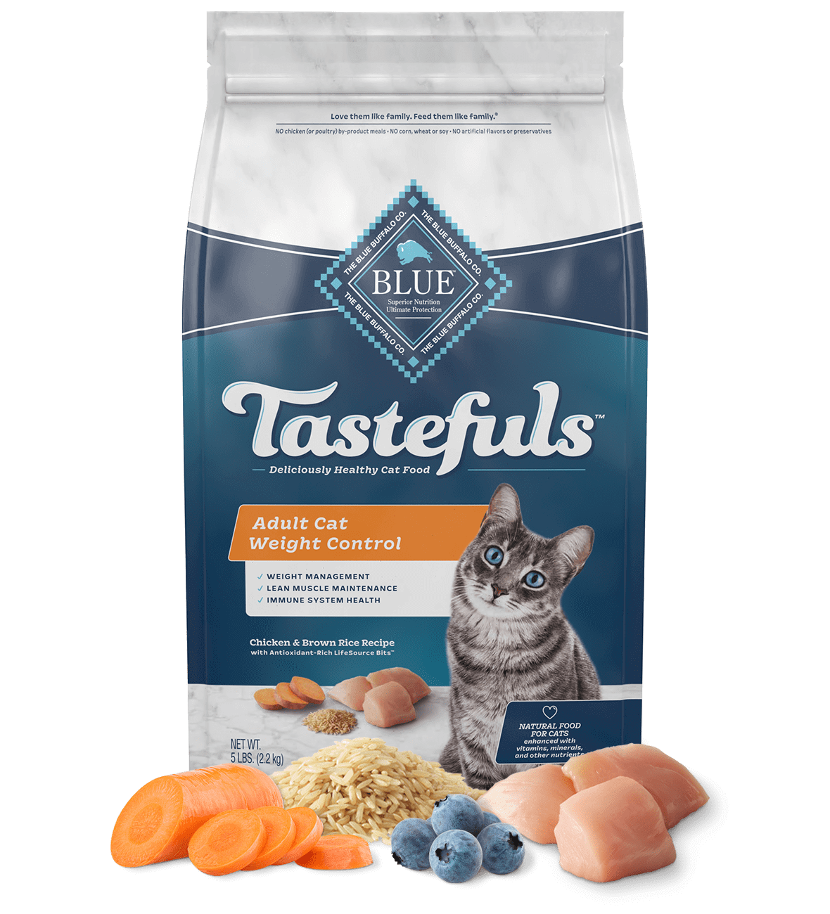 blue tastefuls adult weight control chicken & brown rice recipe cat dry food