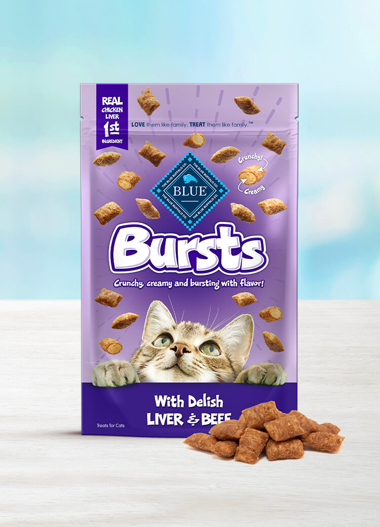 BLUE Bursts Crunchy Creamy Cat Treats Liver Beef