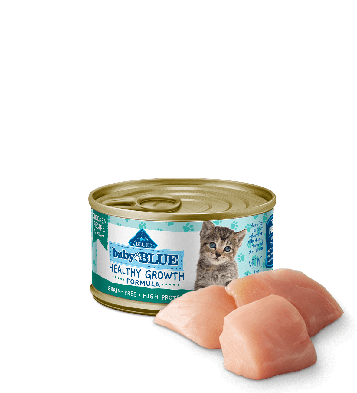 baby blue kitten high-protein, grain-free chicken formula cat wet food