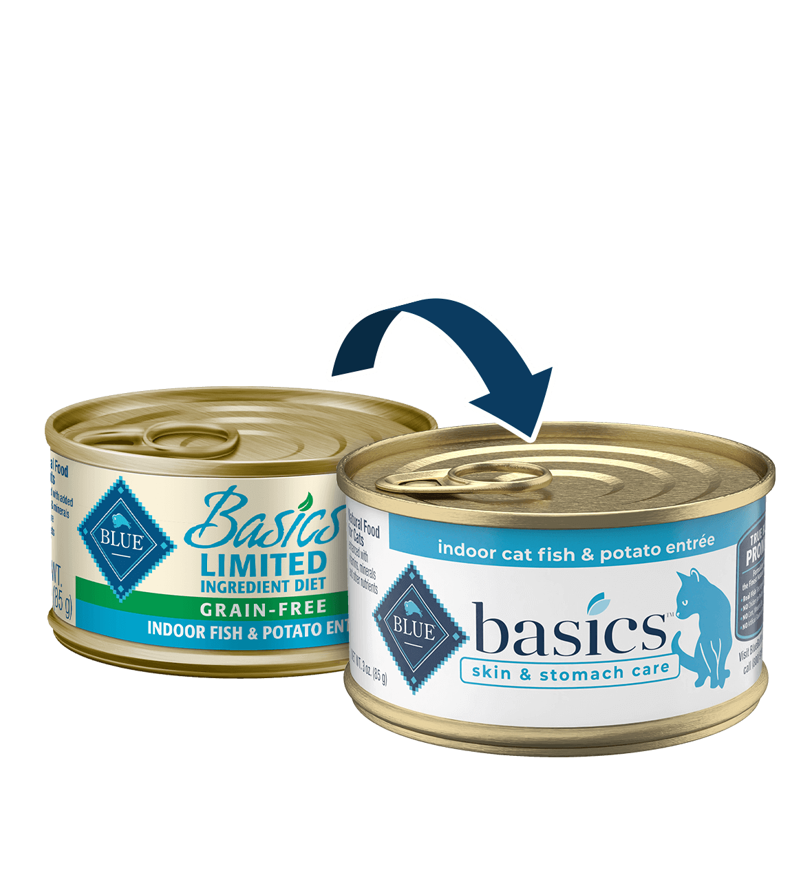 blue basics poisson et pommes de terre sans céréales, adulte chat nourriture humide