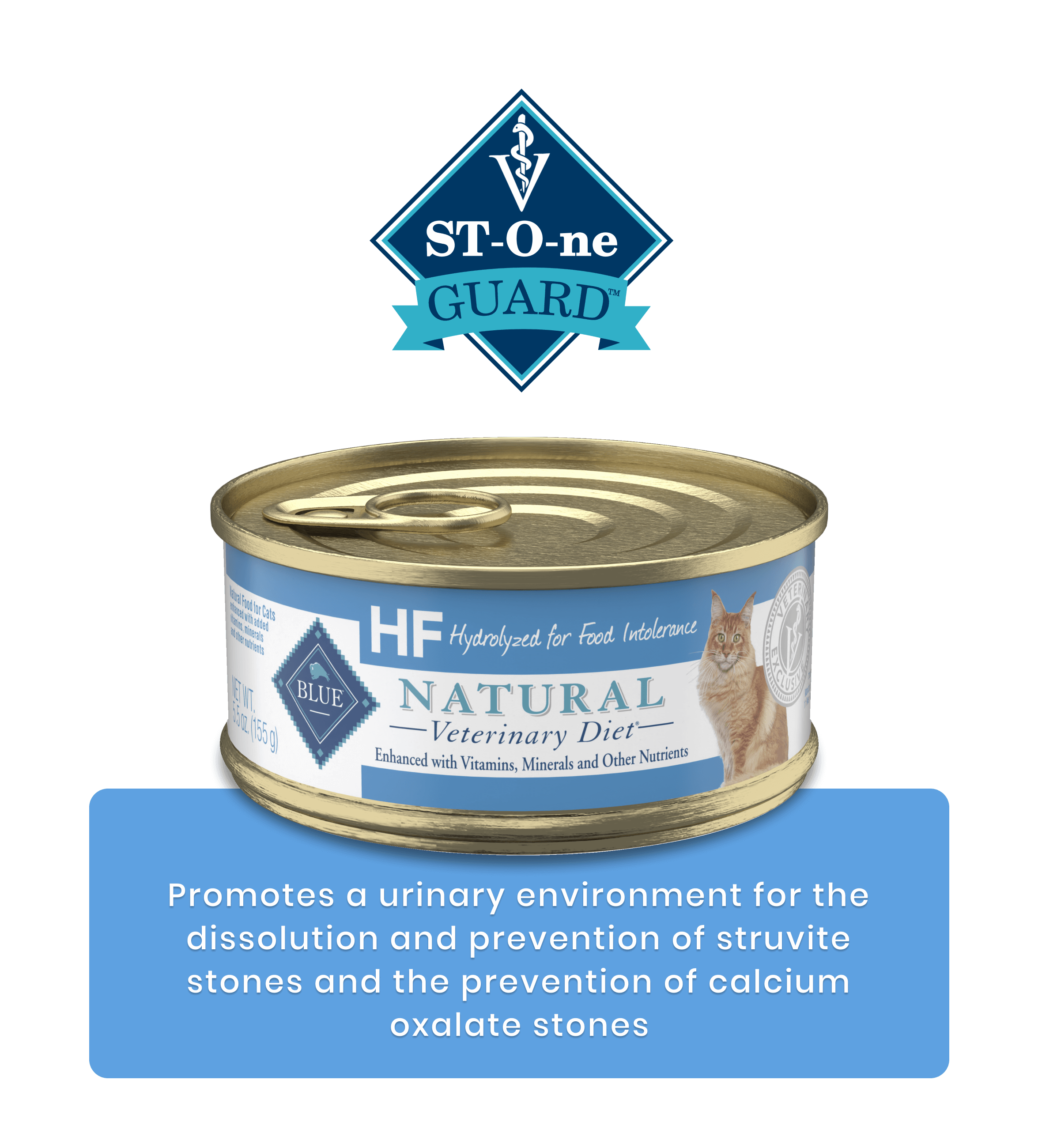 HF Hydrolyzed for Food Intolerance St-O-ne Guard Promotes a urinary environment for the dissolution and prevention of struvite stones and the prevention of calcium oxalate stones