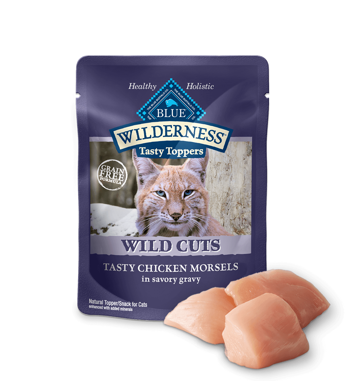 blue wilderness wild cuts savoureux morceaux de poulet chat nourriture humide