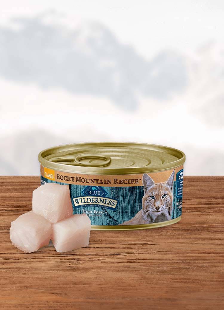 BLUE Wilderness Adult Wet Cat Food Flaked Trout Rocky Mountain Recipe Blue Buffalo