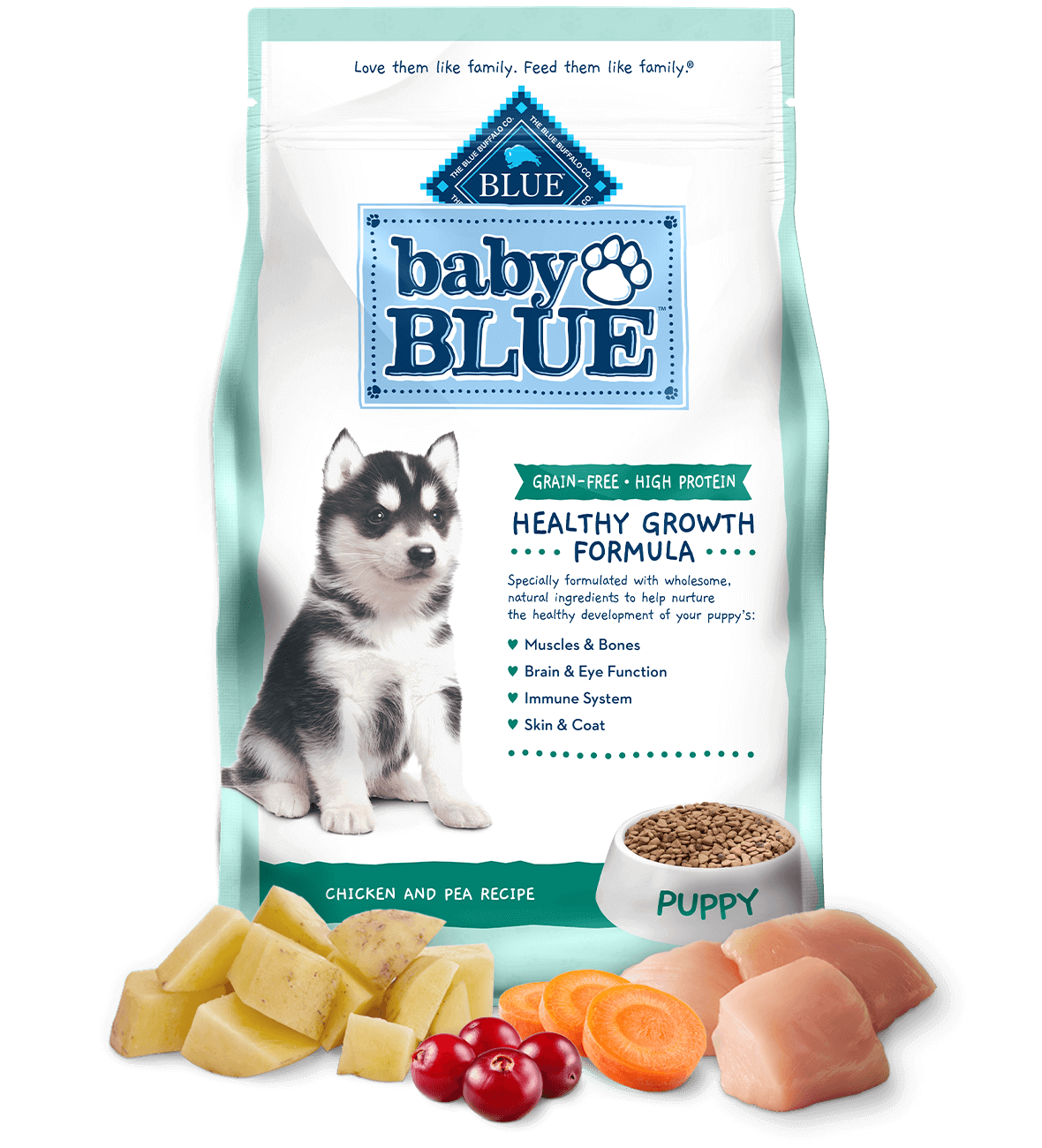baby blue puppy high-protein, grain-free chicken & pea recipe dog dry food