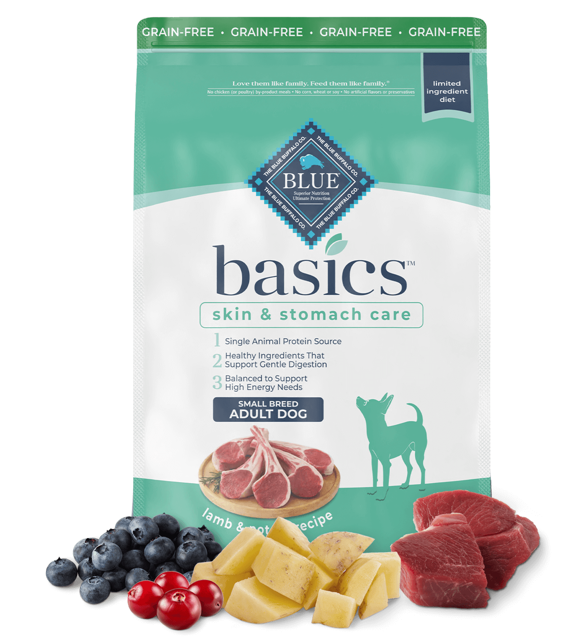 BLUE Basics Dry Dog Food Small Breed Grain Free Lamb Potato Blue Buffalo