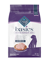 Blue basics on sale senior dog food