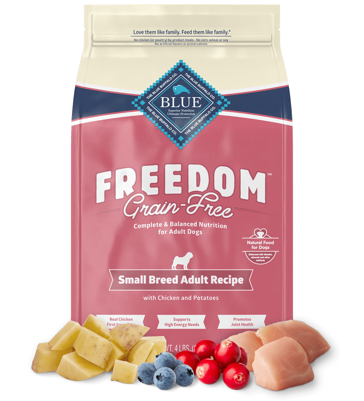 blue freedom grain-free small breed adult chicken recipe dog dry food