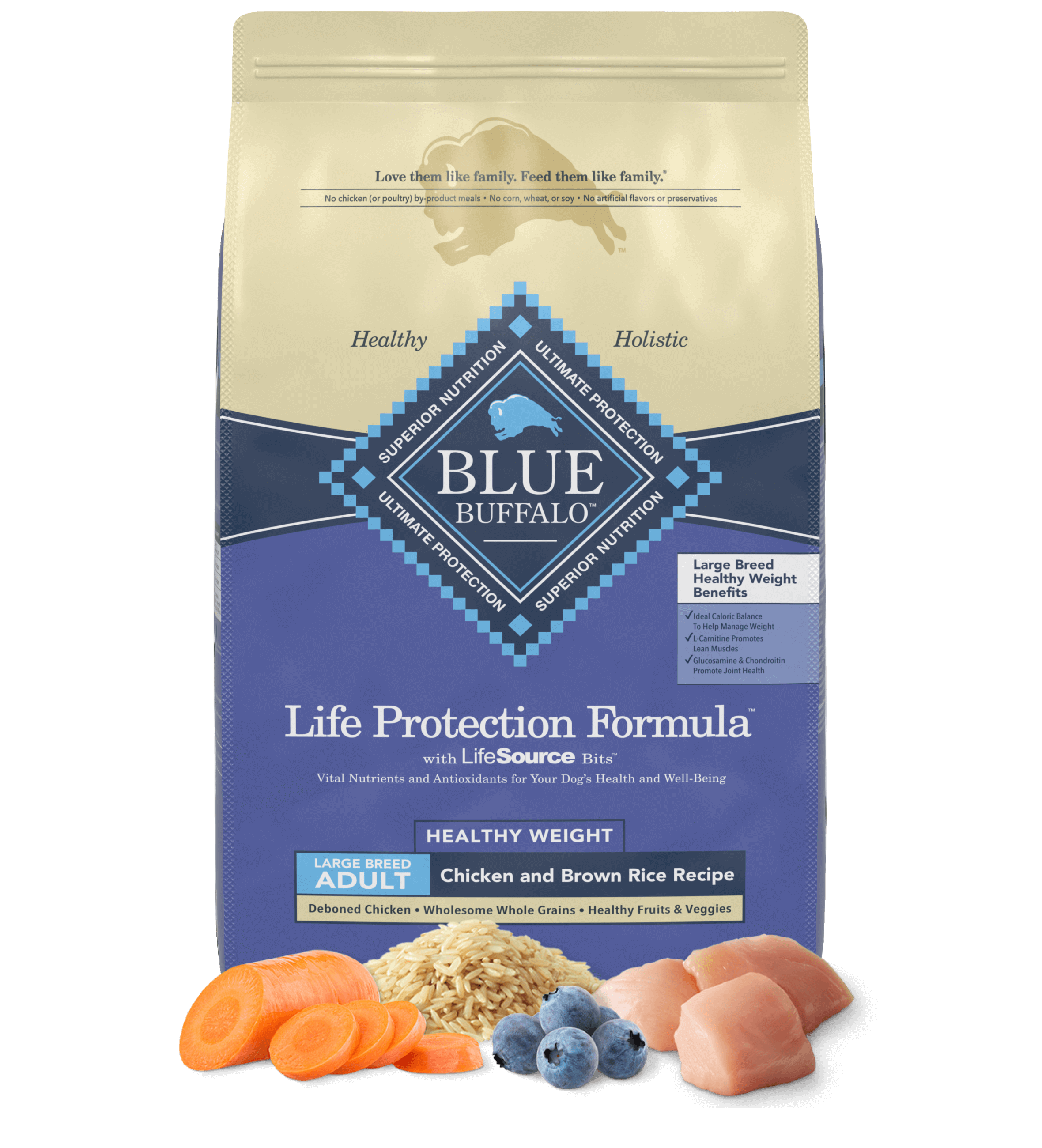 Life protection formula large breed adult healthy weight chicken & brown rice dog dry food