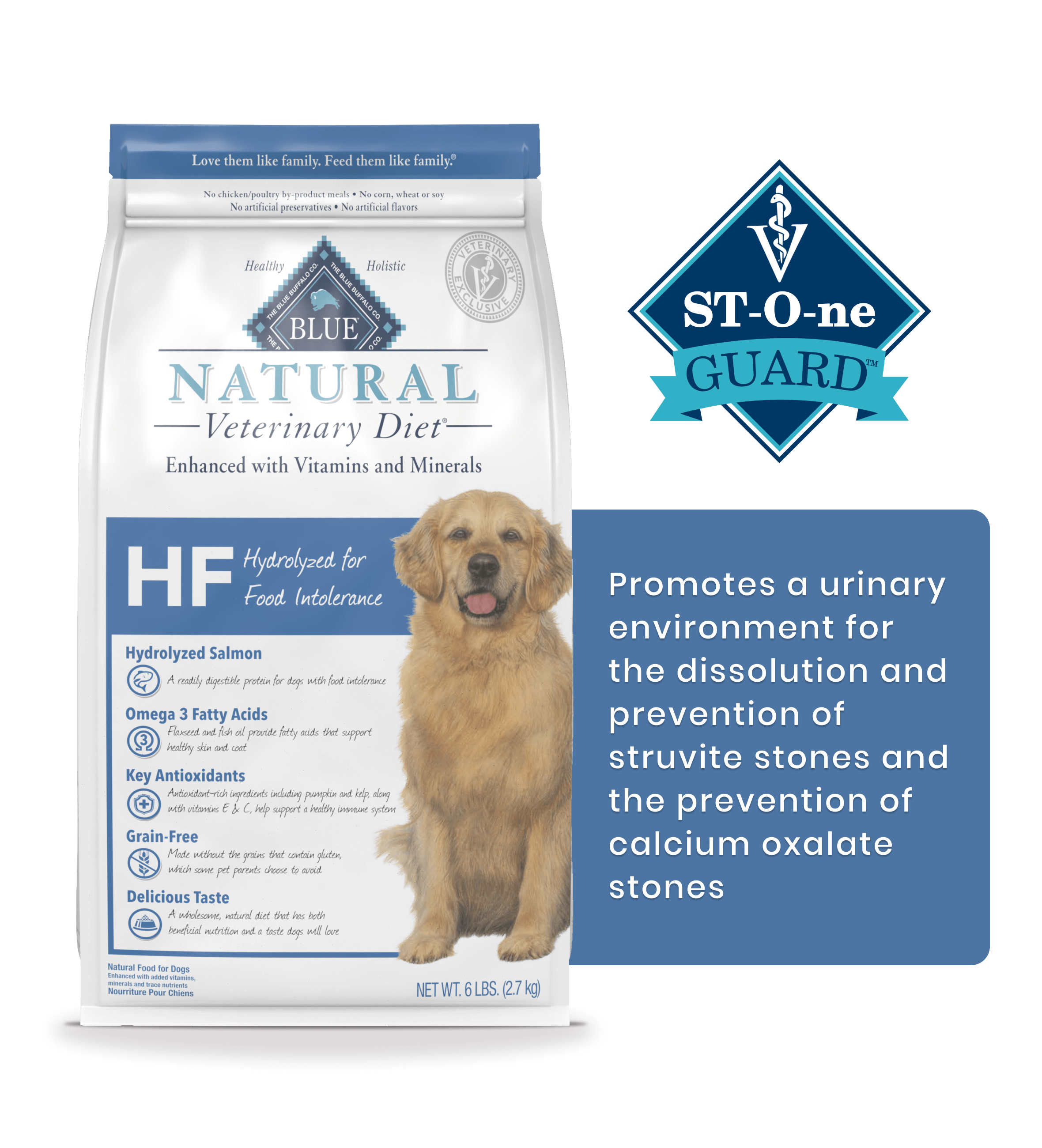 blue natural veterinary diet hf hydrolyzed for food intolerance dog dry food