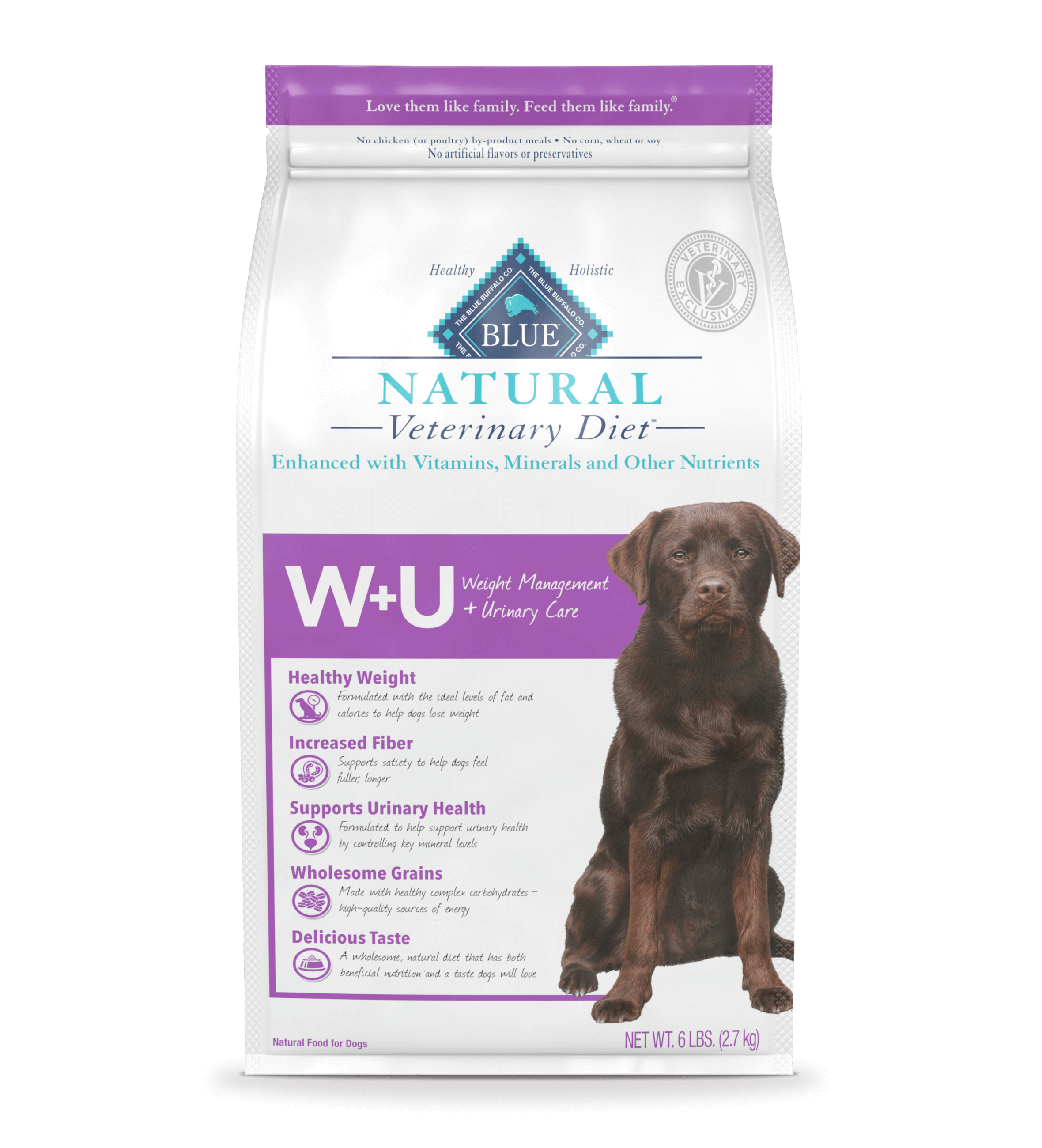 blue natural veterinary diet w+u weight management & urinary care dog dry food