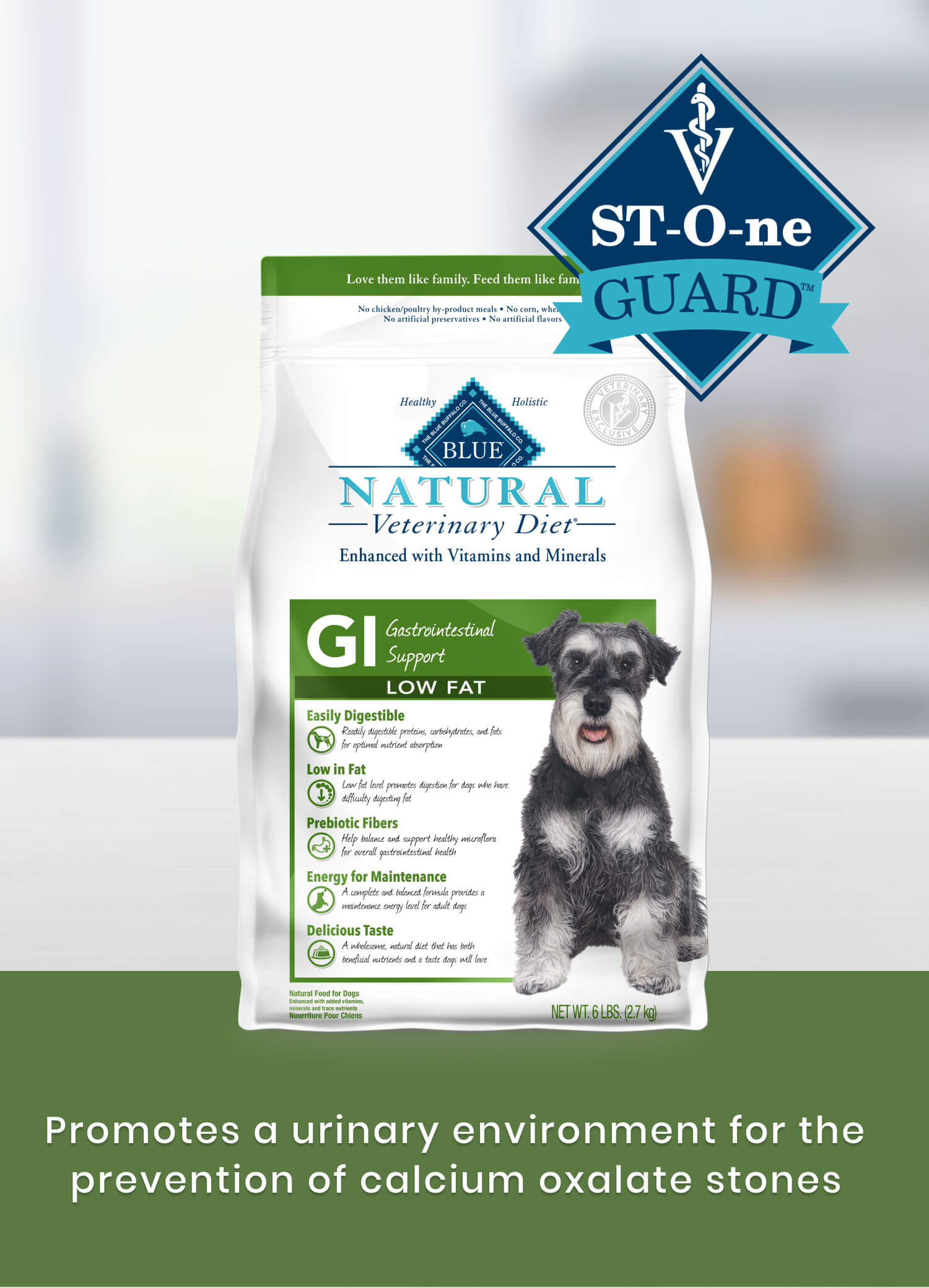GI Gastrointestinal Support Low Fat St-O-ne Guard Promotes a urinary environment for the prevention of calcium oxalate stones