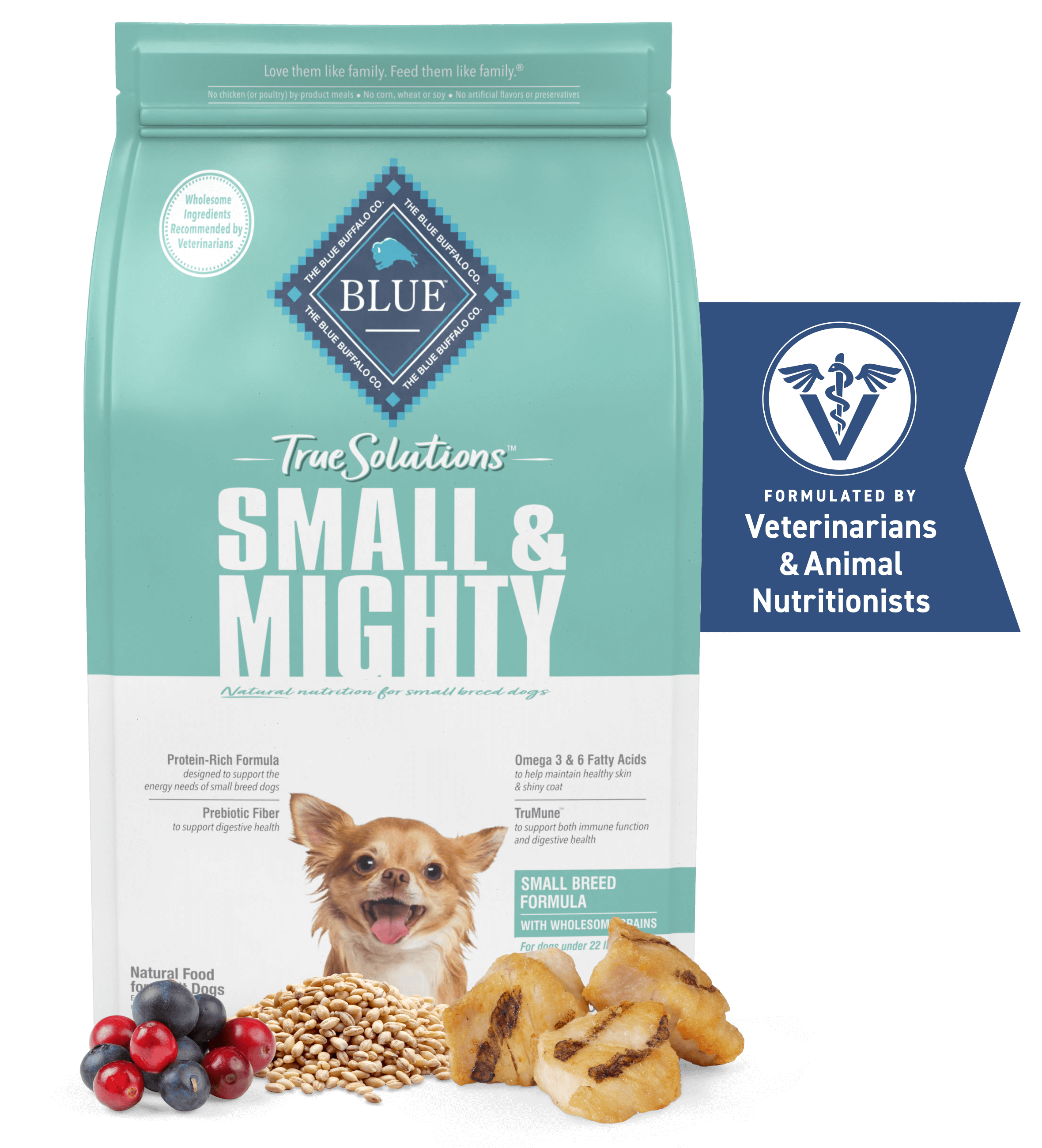 Bag of BLUE True Solutions™ Small & Mighty dog food