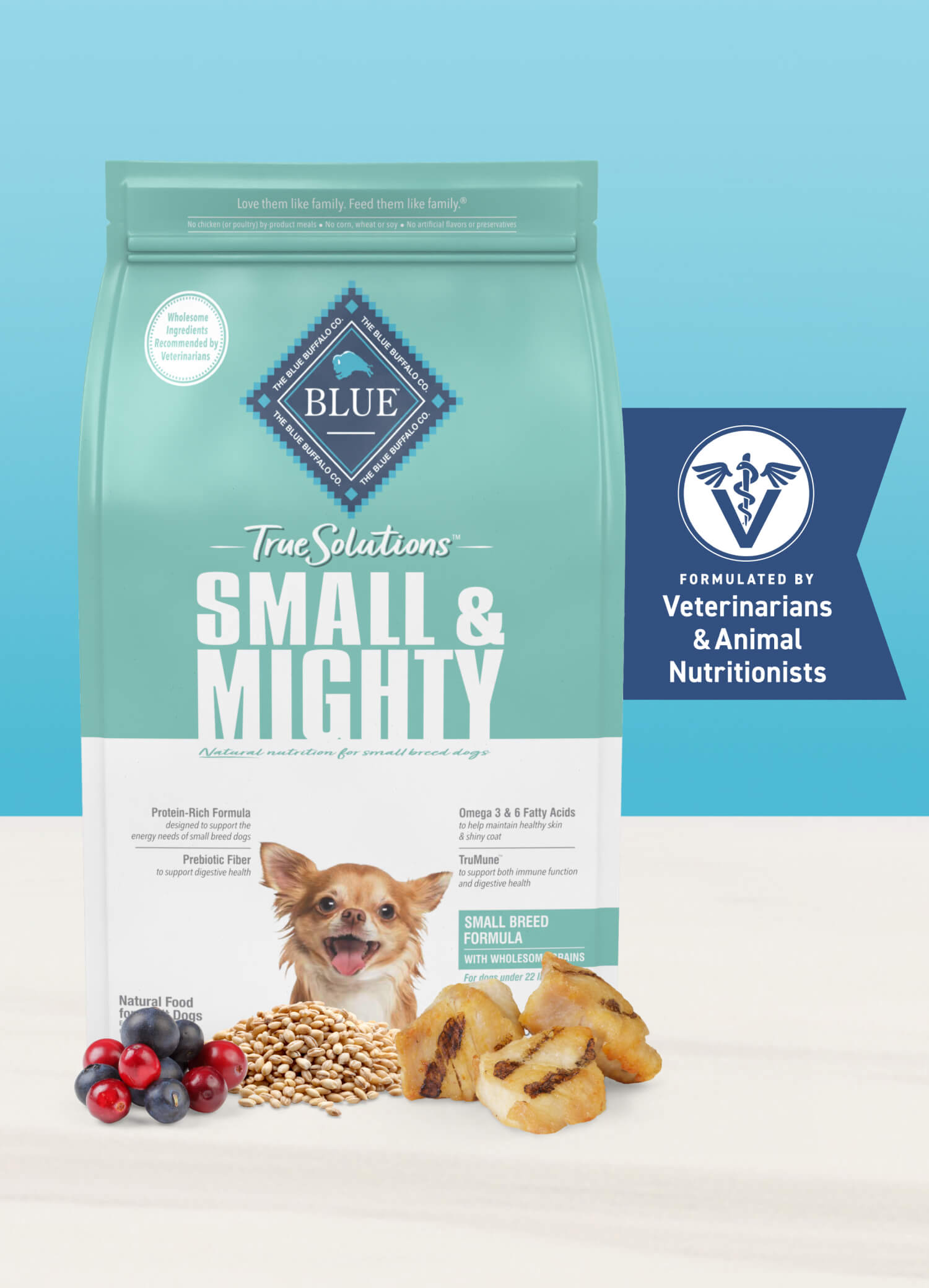 Bag of BLUE True Solutions™ Small & Mighty dog food