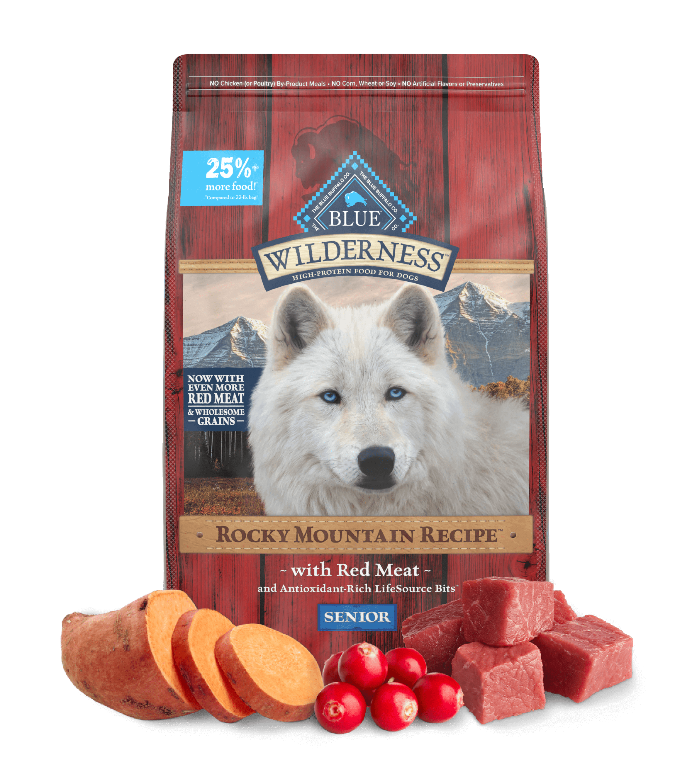blue wilderness rocky mountain recipe senior red meat dinner dog dry food