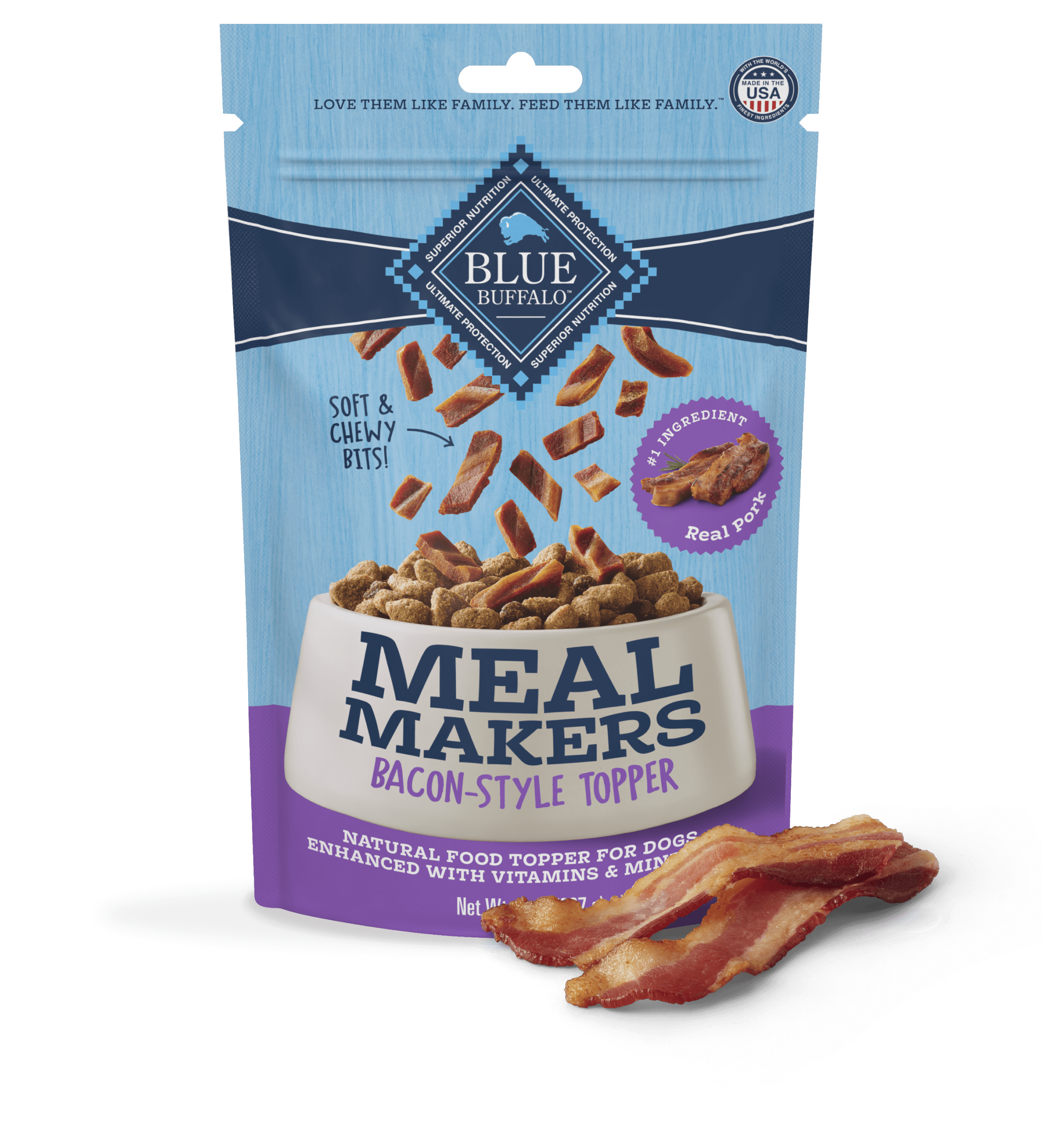 blue meal makers bacon-style topper dog wet food