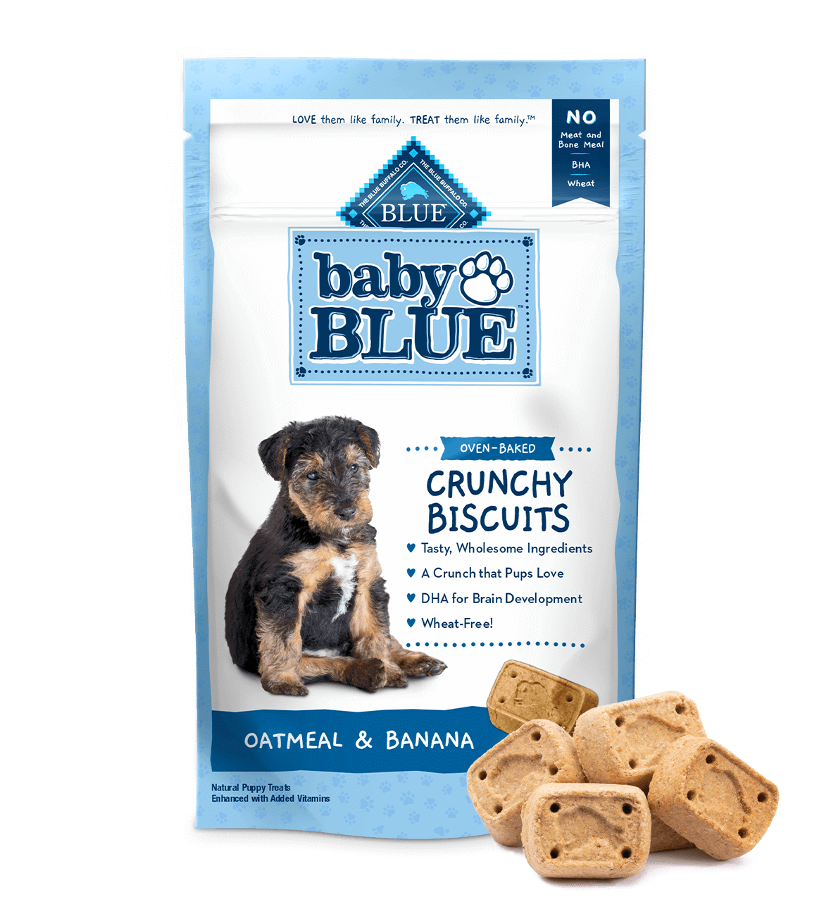 baby blue oatmeal & banana crunchy puppy biscuits dog treats
