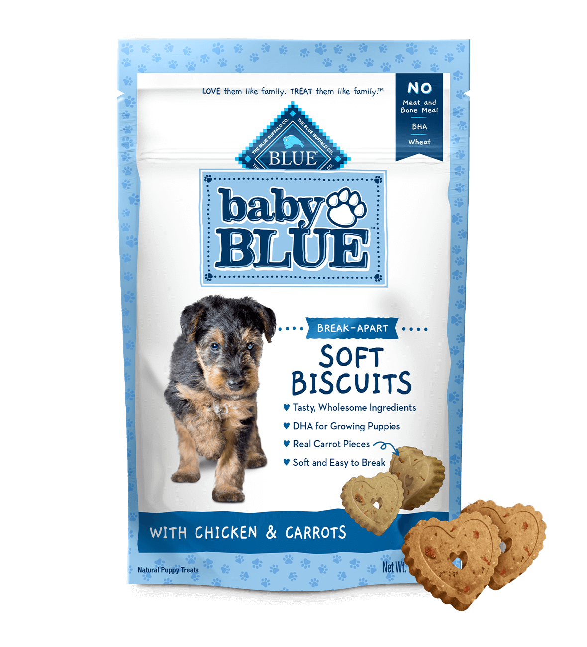 baby blue tasty chicken & carrots soft puppy biscuits dog treats